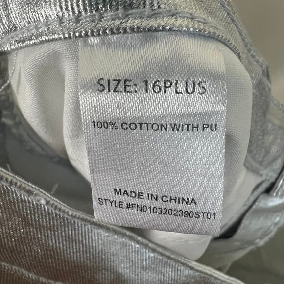 Fashion Nova Felt A Spark Silver Metallic Straight Leg Pants - Picture 6 of 6